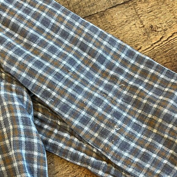 Carbon 2 Cobalt Grey Yellow Button Front Plaid Shirt Large Cotton **Flaw - Picture 10 of 11